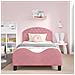 Struttura letto bambini con testata Rosa 80 x 200 cm Velluto - Foto miniatura 3