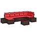 Set Divano da Giardino 7 pz Marrone e Rosso polyrattan - Foto miniatura 1