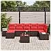 Set Divano da Giardino 7 pz Marrone e Rosso polyrattan - Foto miniatura 4