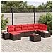 Set Divano da Giardino 7 pz Marrone e Rosso polyrattan - Foto miniatura 6
