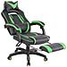 Sedia Gaming Heat con Poggiapiedi in Similpelle I Poltrona Racing Scrivania con Schienale Reclinabile E Doppio Cuscino Nero / Verde - Foto miniatura 5