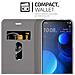 Custodia Compatibile Con Htc Desire 19+ In Grigio Nero - Coperchio Protettiva Con Chiusura Magnetica, Funzione Stand E Tasca Per Le Carte - Foto miniatura 3