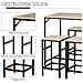 Set Tavolo Alto Con 4 Sgabelli Stile Industriale In Metallo E Legno, Rovere Chiaro - Foto miniatura 2