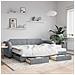 Divano Letto Estraibile Cassetti Grigio Chiaro 90x190cm Tessuto - Foto miniatura 1