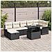 Set di Divani da Giardino 8 Pezzi con Cuscini Nero Polyrattan,  Divano da Giardino 2 Posti con Spazio di Stoccaggio e Cuscini Nero Polyrattan - Foto miniatura 2