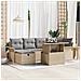Set divano da giardino  7 Pezzi con cuscini Rattan Polietilene Beige, Divano da giardino  2 posti con contenitore e cuscini Rattan Polietilene Beige - Foto miniatura 2