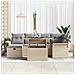 Set divano da giardino  7 Pezzi con cuscini Rattan Polietilene Beige, Divano da giardino  2 posti con contenitore e cuscini Rattan Polietilene Beige - Foto miniatura 3