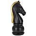 Scultura Cavallo Degli Scacchi Grande In Resina Nera Con Criniera Oro - Foto miniatura 1