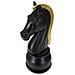 Scultura Cavallo Degli Scacchi Grande In Resina Nera Con Criniera Oro - Foto miniatura 4