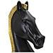 Scultura Cavallo Degli Scacchi Grande In Resina Nera Con Criniera Oro - Foto miniatura 5