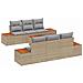 Set Divano da Giardino a 7 Pezzi con Cuscini Beige Rattan Polietilene Acacia - Foto miniatura 1
