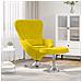 Poltrona a Uovo  con Poggiapiedi in Velluto Giallo - Foto miniatura 2