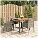 Set da Pranzo da Giardino 5 pz con Cuscini in Polyrattan Grigio - Foto miniatura 2