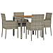 Set da Pranzo da Giardino 5 pz con Cuscini in Polyrattan Grigio - Foto miniatura 3