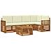 Set divani 6 pcs Naturale e Crema Legno di Acacia Massello - Foto miniatura 1