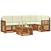 Set divani 6 pcs Naturale e Crema Legno di Acacia Massello - Foto miniatura 3