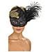 Maschera Di Colore Nero Con Paillettes Argentate E Piume Per Adulto Taglia Unica - Foto miniatura 1