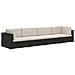 Set Divani Da Giardino 4 Pz Con Cuscini In Polyrattan Nero - Foto miniatura 1