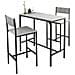 Set 3 Pezzi Tavolo Con 2 Sgabelli Alto Mobile Bar Per Casa Stile Vintage, Grigio, L89*p45*a86.5cm Ogt03-hg - Foto miniatura 1