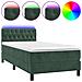 Letto A Molle Con Materasso E Led Verde Scuro 90x200cm Velluto - Foto miniatura 1