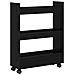 Carrello di Stoccaggio Stretto a 3 Ripiani in Rovere Nero Legno Ingegnerizzato - Foto miniatura 1