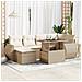 Set Divani da Giardino 7 pz con Cuscini Beige in Polyrattan - Foto miniatura 2