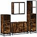 Set Mobili da Bagno 4 pz Rovere Fumo in Legno Multistrato - Foto miniatura 1