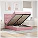 Struttura Letto Pouf con Materassi Rosa 140x200 cm in Velluto - Foto miniatura 2