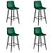 Sgabello POZZA in velluto verde scuro con gambe nere per cucina x4 - Foto miniatura 1