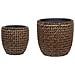 Set Di 3 Vasi Per Piante Berberis Rattan Sintetico 34/45 Cm Marrone Scuro - Foto miniatura 3