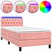 Letto A Molle Con Materasso E Led Rosa 90x200 Cm In Velluto - Foto miniatura 1