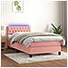 Letto A Molle Con Materasso E Led Rosa 90x200 Cm In Velluto - Foto miniatura 8