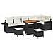 Set Divano Giardino  9 Pezzi con Cuscini Nero Rattan Polietilene Acacia, Set Pranzo Giardino  3 Pezzi con Cuscini Nero Rattan Polietilene Acacia - Foto miniatura 1
