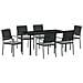 Set da Pranzo per Giardino 7 pcs Nero Poly Rattan - Foto miniatura 1