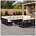 Set Divano da Giardino 14 pz Nero e Bianco Crema polyrattan - Foto miniatura 8