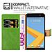 Custodia Compatibile Con Htc One M10 In Verde Erbe - Coperchio Protettiva Con Chiusura Magnetica, Funzione Stand E Tasca Per Le Carte - Foto miniatura 7