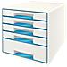 Leitz Schubladenbox Wow Cube, 5 Schbe, Perlwei / blau Fr Format Din A4 Maxi, Hochglanz, Schubladen Mit Auszugs - 1 Stck (5214-20-36)  - Foto miniatura 1