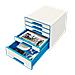 Leitz Schubladenbox Wow Cube, 5 Schbe, Perlwei / blau Fr Format Din A4 Maxi, Hochglanz, Schubladen Mit Auszugs - 1 Stck (5214-20-36)  - Foto miniatura 3