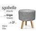 Trade Shop - Pouf Sgabello Poggiapiedi Tondo Pouff Piedi Legno Tessuto Grigio 28x27cm 827730 - Foto miniatura 1
