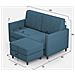 Divano Karay 2 Posti Medio (due Sedute Da 70cm) + Pouf Misure Esterne L. 158 P. 145 Colore Avio - Foto miniatura 3