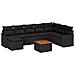 Set Divano Giardino  9 Pezzi con Cuscini Nero Rattan Poly Acacia, Divano Giardino  2 Posti con Cuscini Nero Rattan Poly - Foto miniatura 1