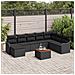 Set Divano Giardino  9 Pezzi con Cuscini Nero Rattan Poly Acacia, Divano Giardino  2 Posti con Cuscini Nero Rattan Poly - Foto miniatura 2