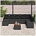 Set Divano Giardino  9 Pezzi con Cuscini Nero Rattan Poly Acacia, Divano Giardino  2 Posti con Cuscini Nero Rattan Poly - Foto miniatura 3