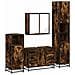 Set Mobili da Bagno 4 pz Rovere Fumo in Legno Multistrato - Foto miniatura 1