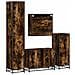 Set Mobili da Bagno 4 pz Rovere Fumo in Legno Multistrato - Foto miniatura 8