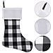 Set Di 6 Calze Natalizie A Quadri Per Natale 46cm Bianco E Nero - Foto miniatura 6