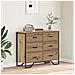 Cassettiera Rovere Artigianale 91x35.5x74.5 cm Legno compresso - Foto miniatura 2