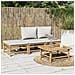 Set Salotto da Giardino 4pz con Cuscini Grigio Chiaro Bambù - Foto miniatura 2