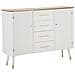 Mobile Credenza Matera Con Ante E Cassetti In Legno Bianco E Top Naturale - Foto miniatura 1