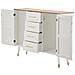 Mobile Credenza Matera Con Ante E Cassetti In Legno Bianco E Top Naturale - Foto miniatura 3